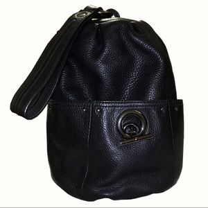 Kenneth Cole New York Black Leather Wristlet Bag